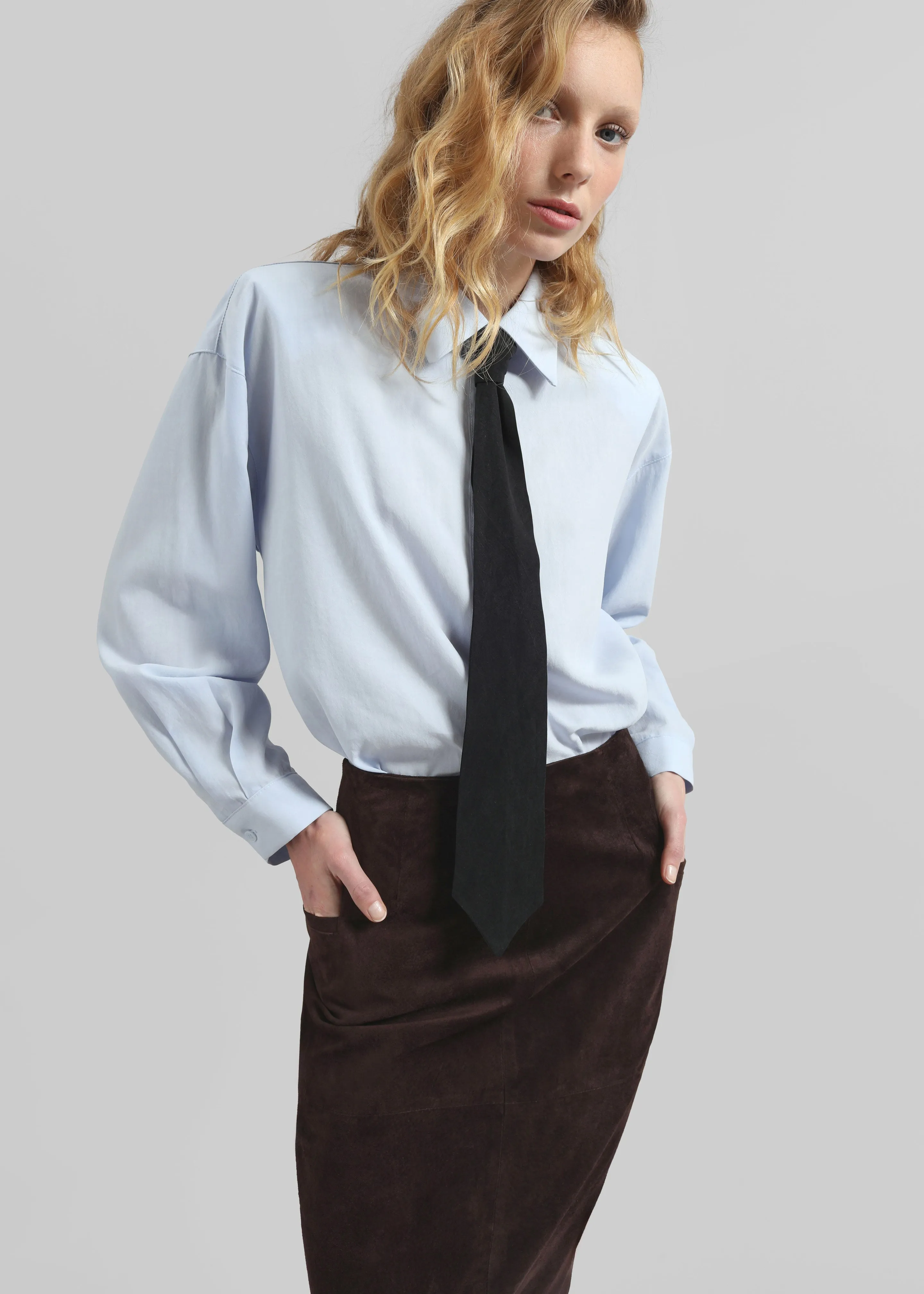 Salnor Suede Midi Skirt - Dark Brown