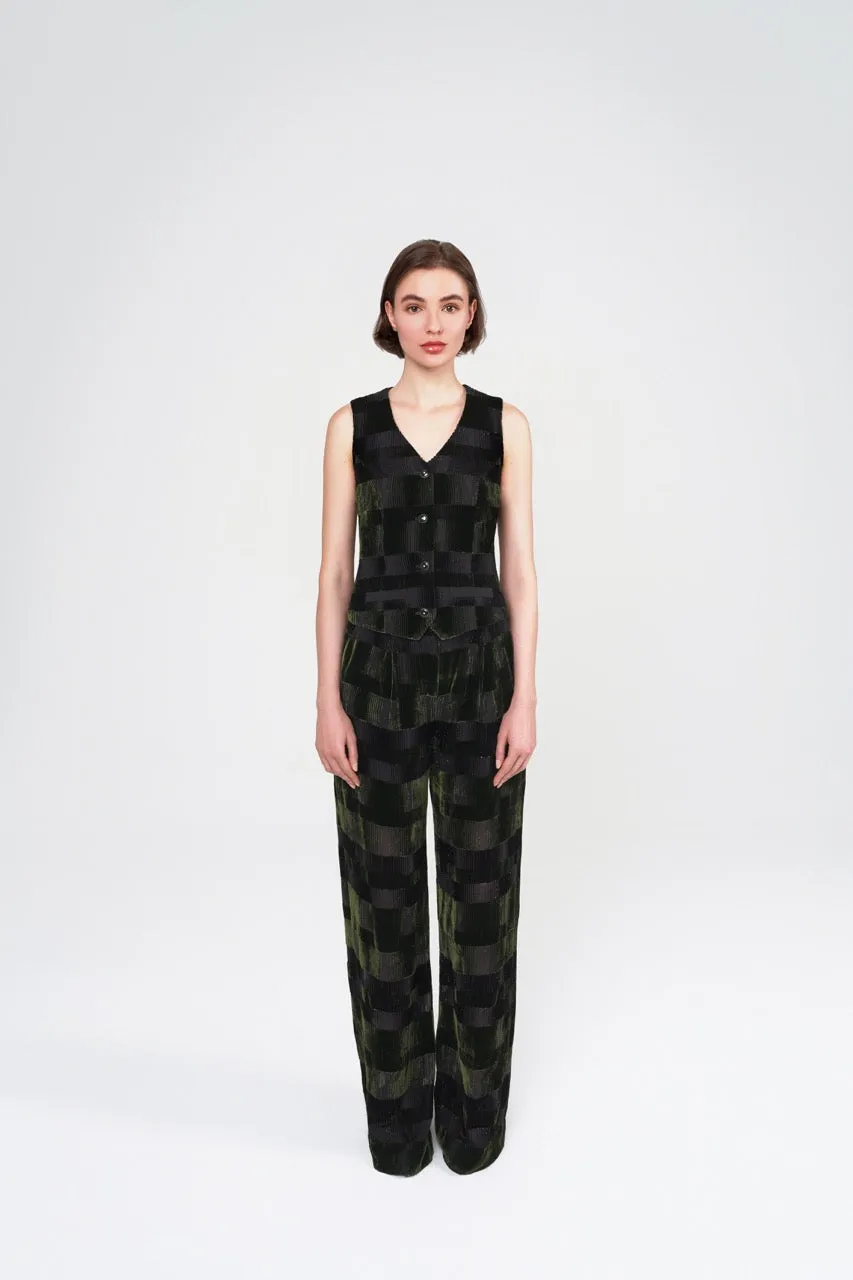 Silk Velvet High-Waisted Trousers  (Try-on)