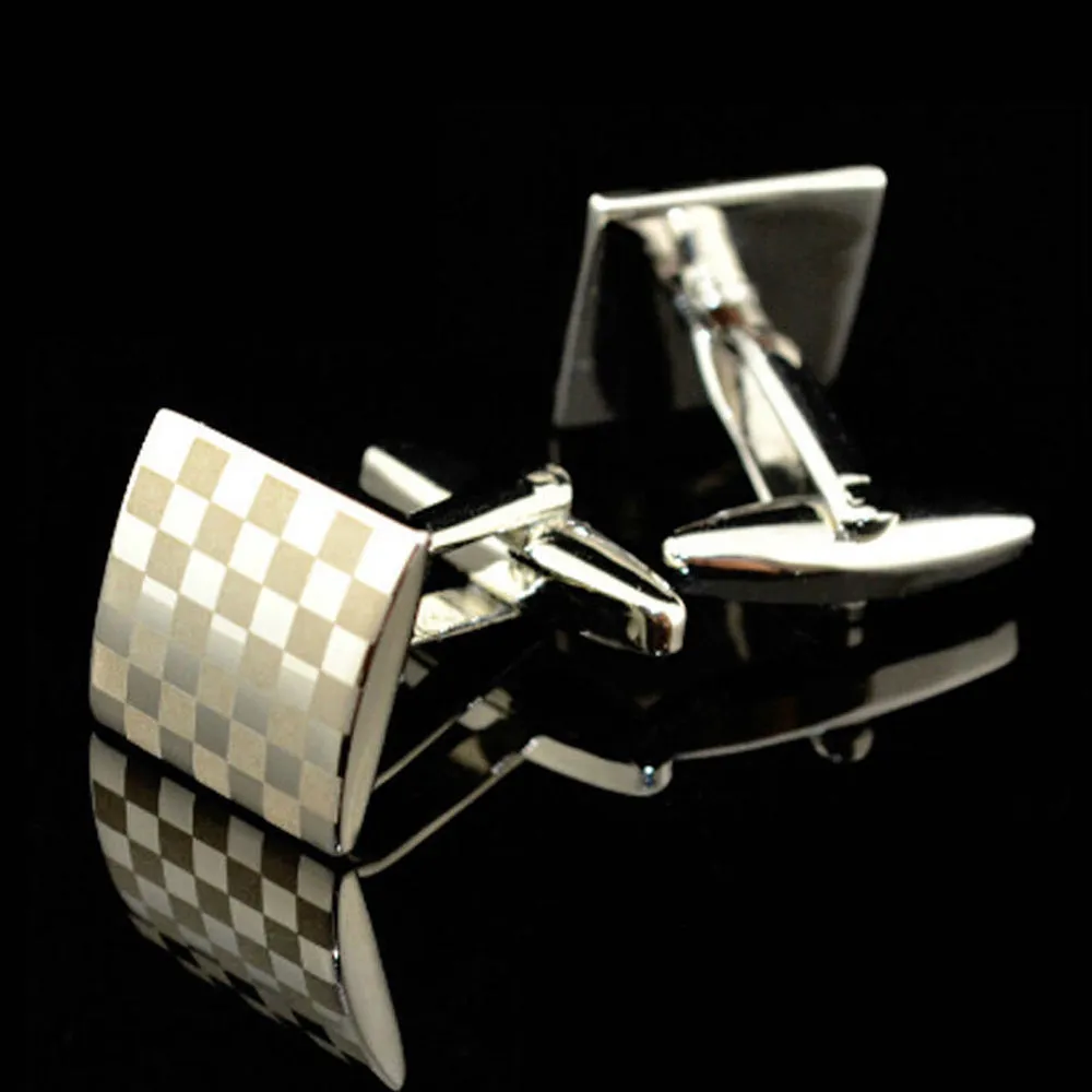 Silver Mens Stainless Steel Squares Cufflinks for Shirt with Box - Hand Crafted Perfect Gift