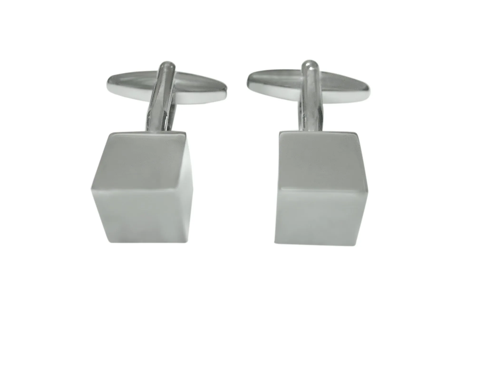 Silver Toned Cube Cufflinks