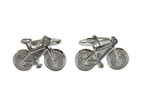 Silver Toned Detailed Bicycle Cufflinks
