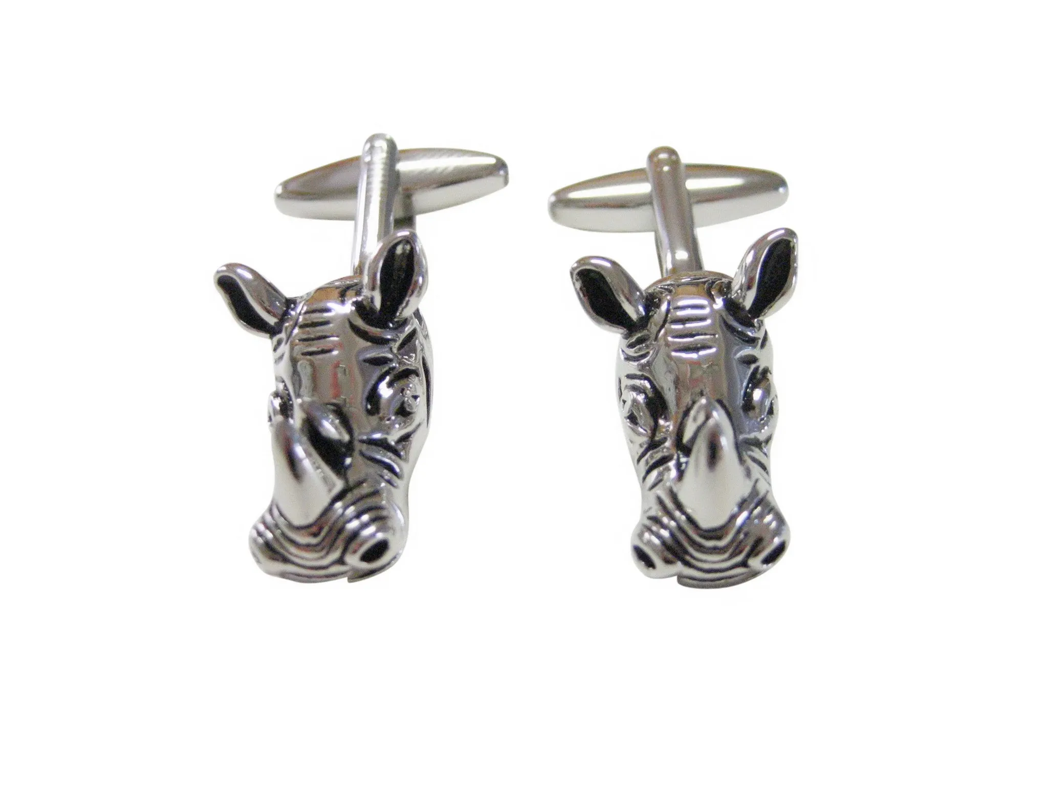Silver Toned Rhino Cufflinks