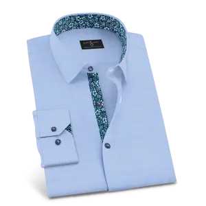 Sky-Blue Formal Shirt with Floral Print
