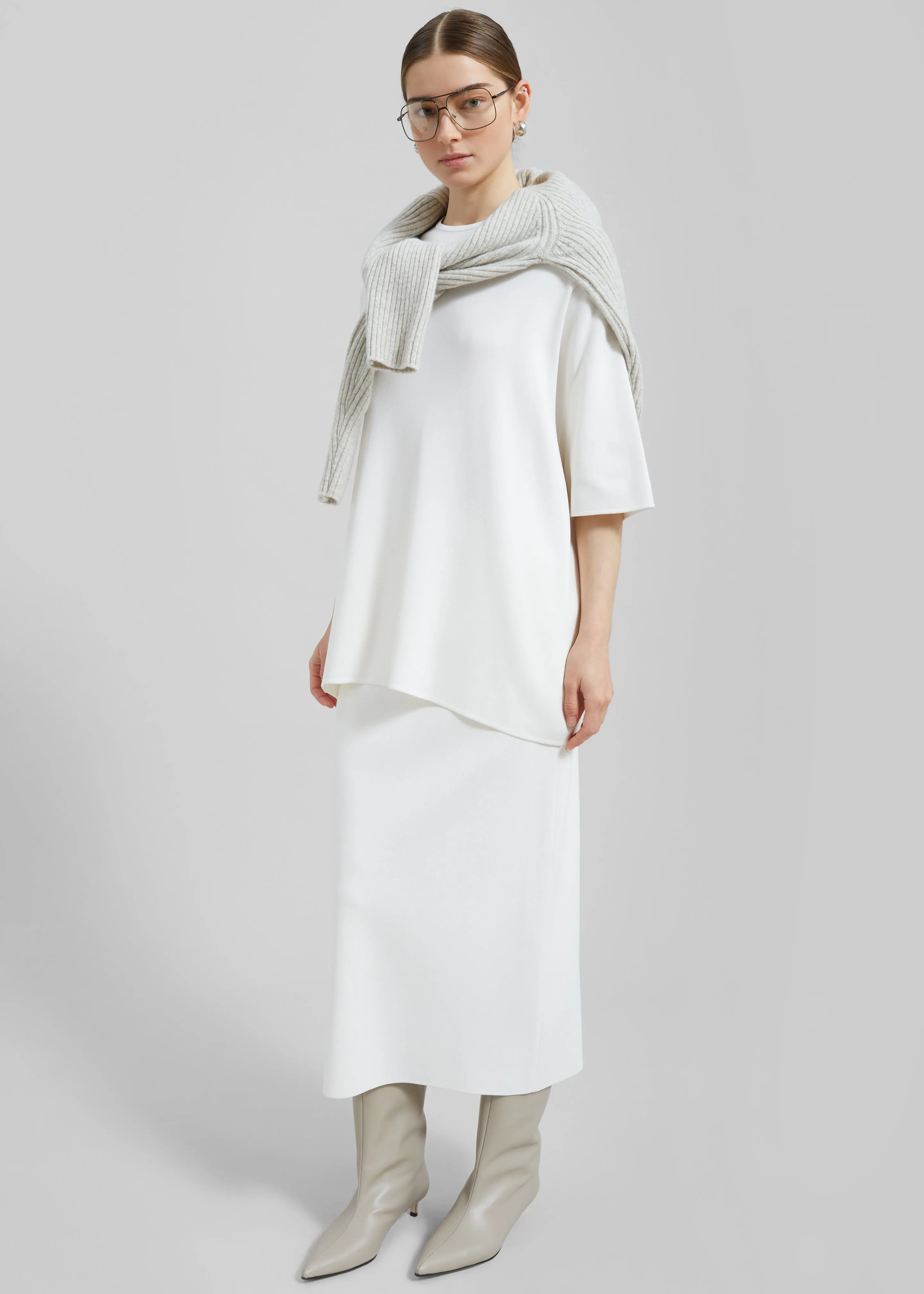 Solange Knit Pencil Skirt - Mastic