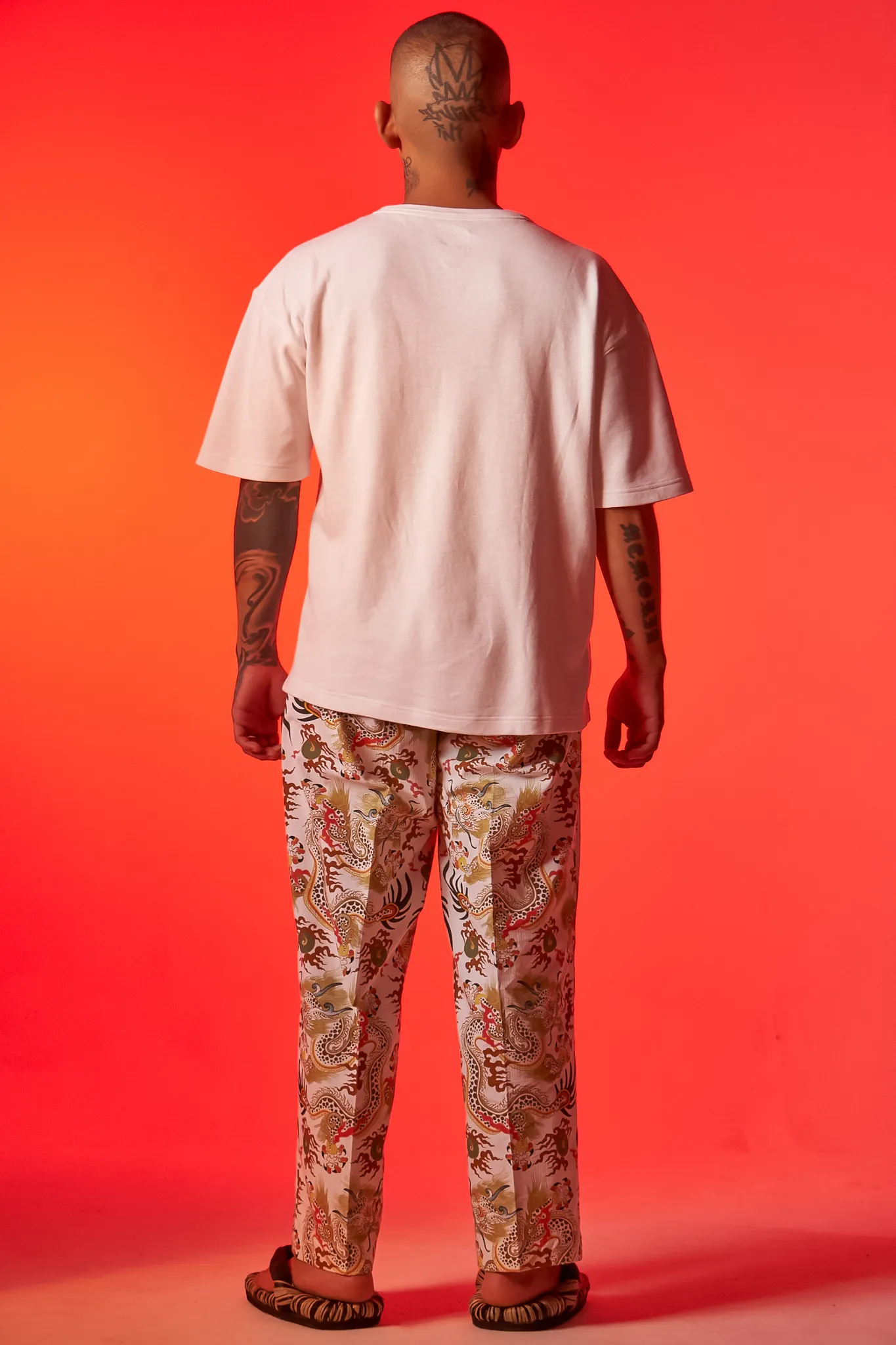 [UNISEX] TOMAS TOMAS X LOCO MOSQUITO 108 DRAGONS OFF-WHITE BELTED TROUSERS