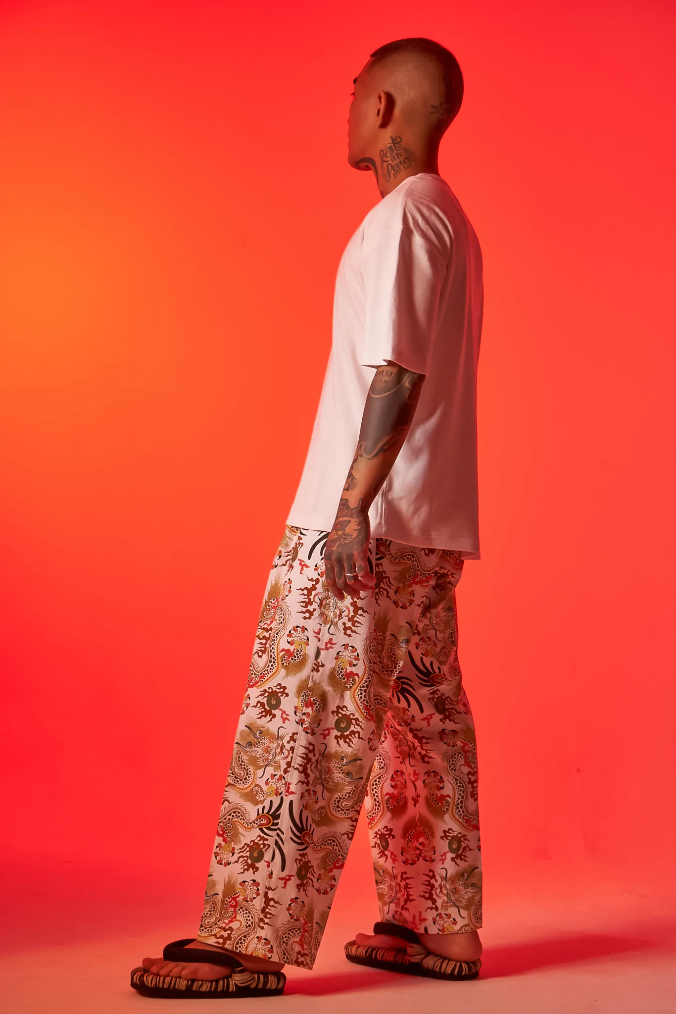 [UNISEX] TOMAS TOMAS X LOCO MOSQUITO 108 DRAGONS OFF-WHITE BELTED TROUSERS