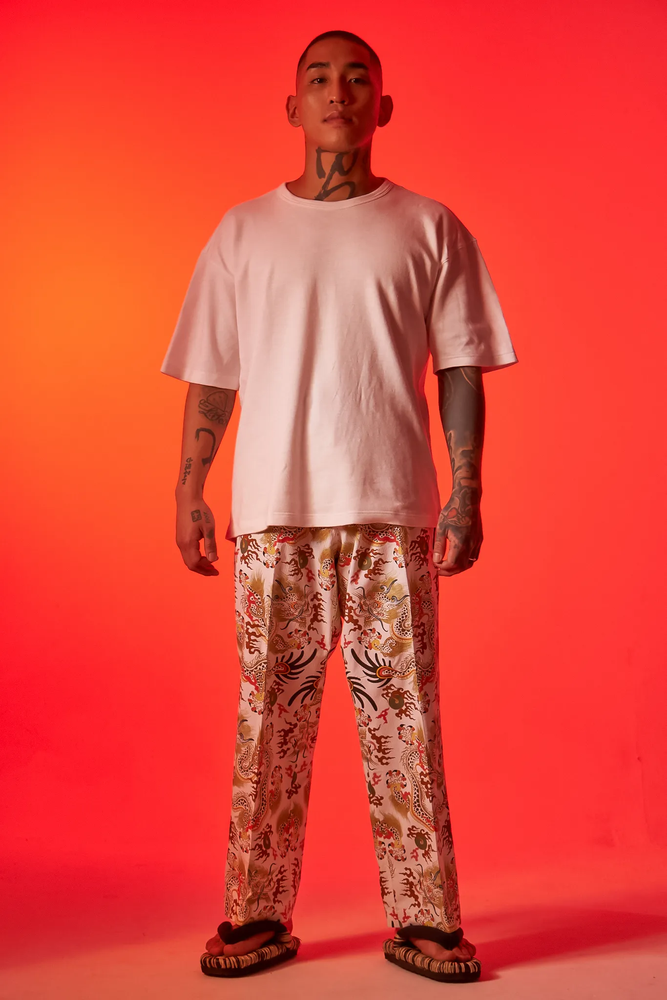 [UNISEX] TOMAS TOMAS X LOCO MOSQUITO 108 DRAGONS OFF-WHITE BELTED TROUSERS