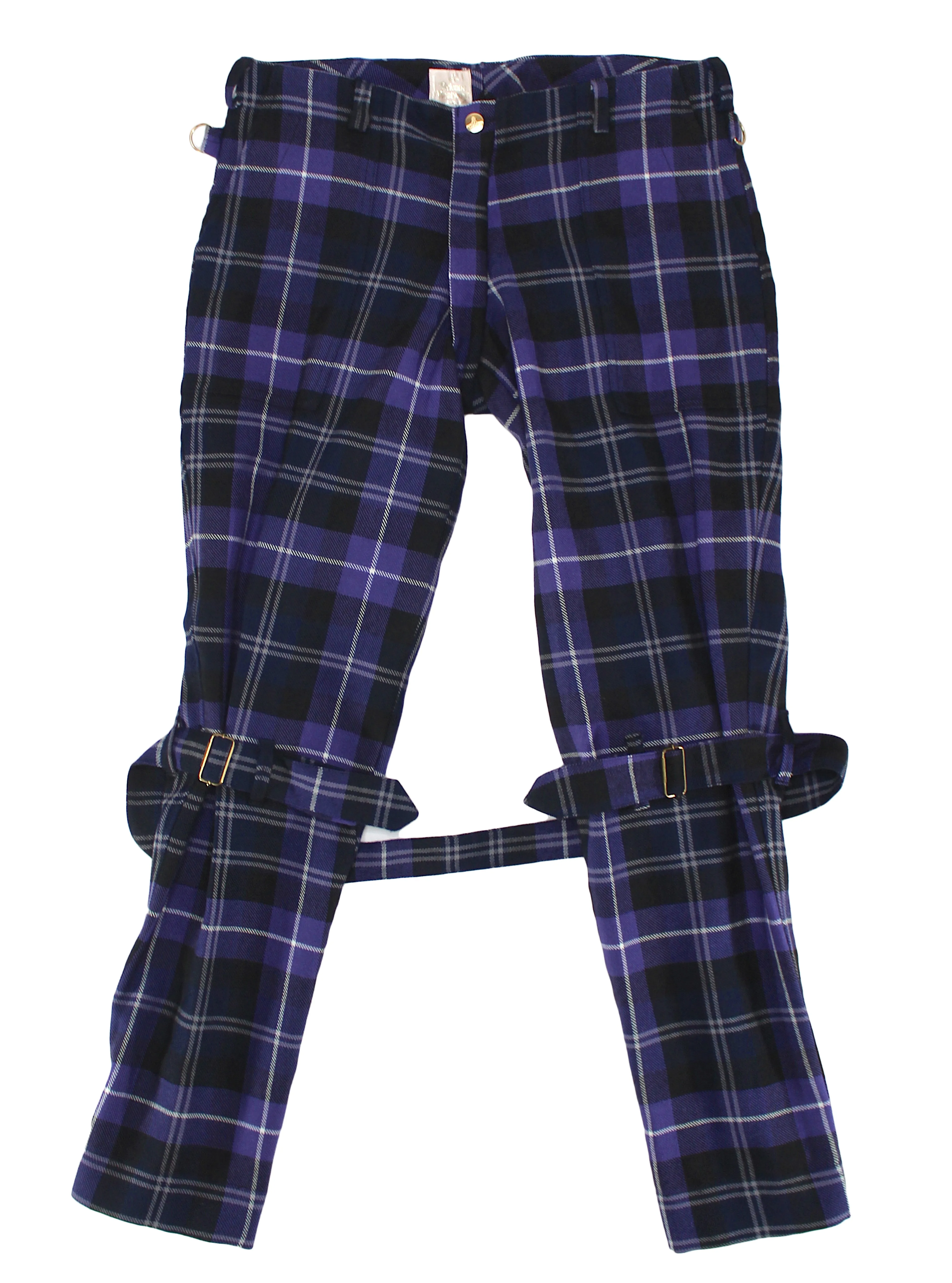 Vivienne Westwood MacPoiret Purple Tartan Bondage Trousers, 'On Liberty', AW94, Size M/L