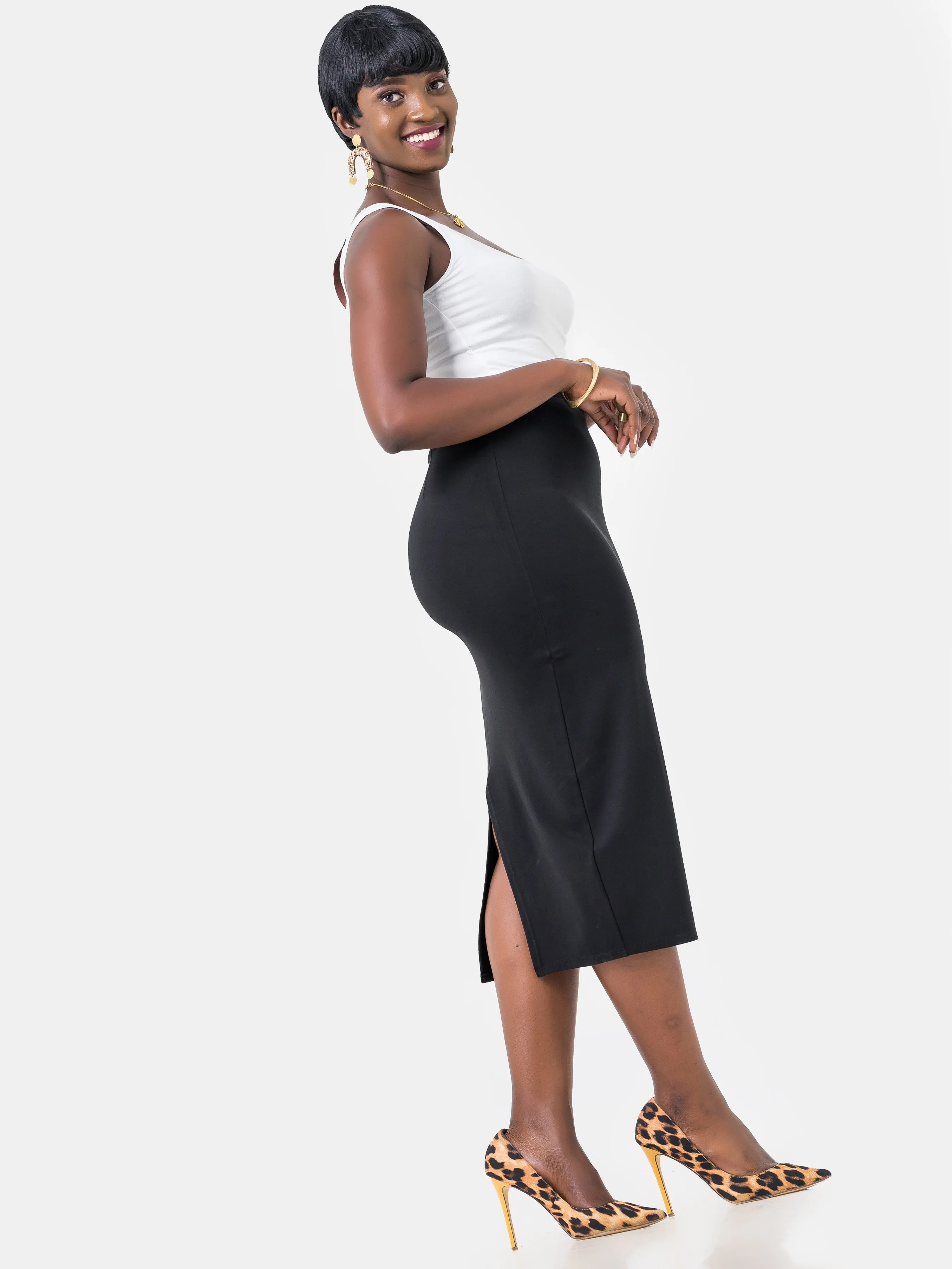 Vivo Basic Escape Midi Pencil Skirt - Black