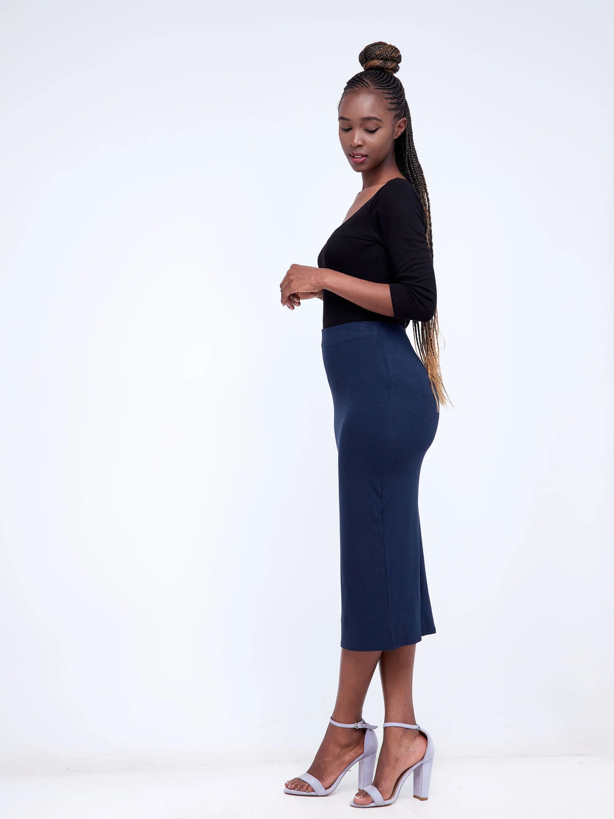 Vivo Basic Lined Capri Skirt - Dark Navy Blue
