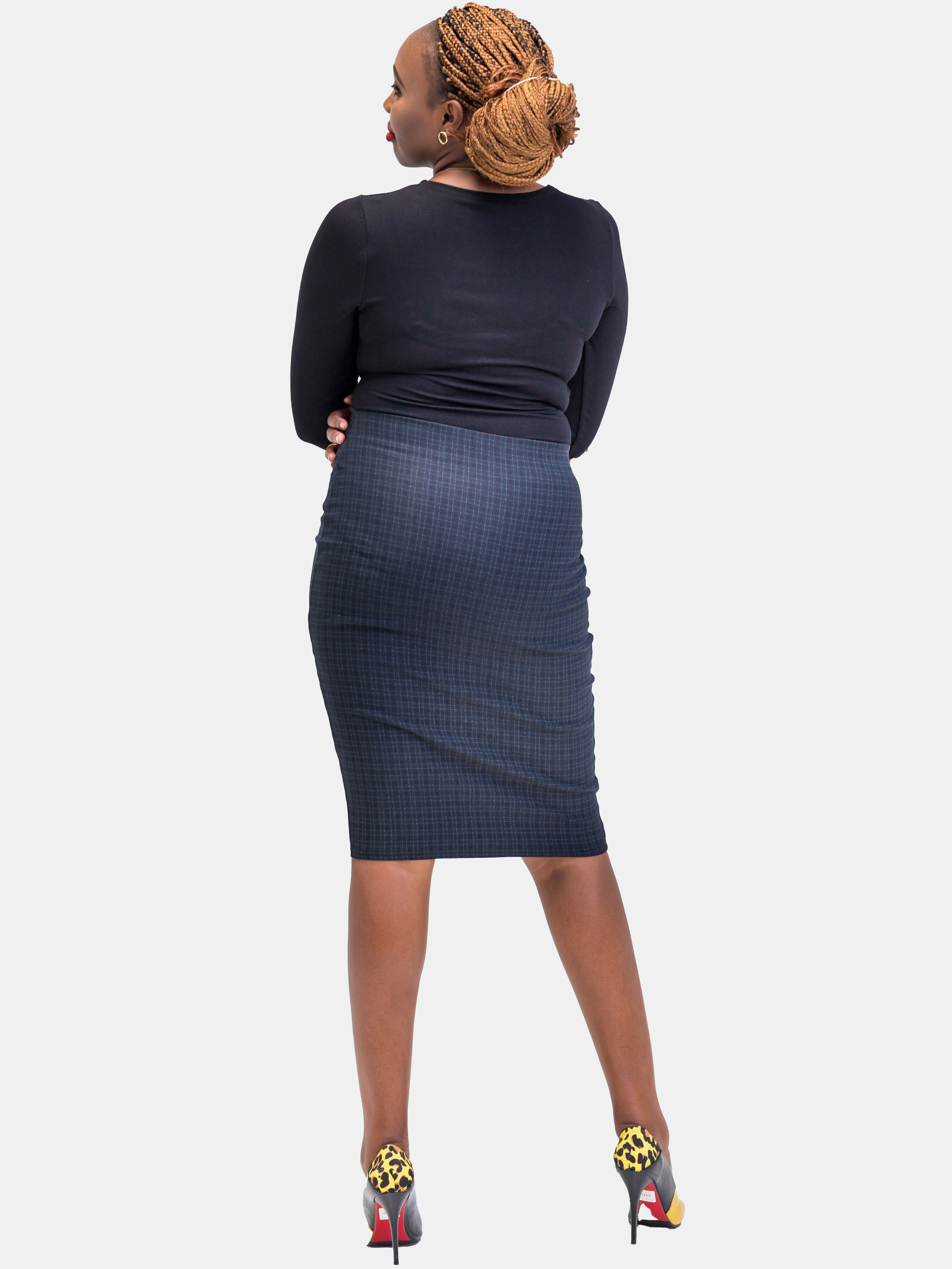 Vivo Plaid Pencil Skirt (Special Offer) - Teal Print