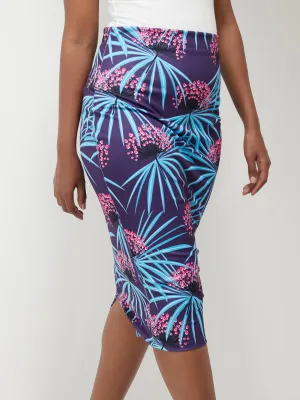 Vivo Tuni Midi Pencil Skirt - Purple Print