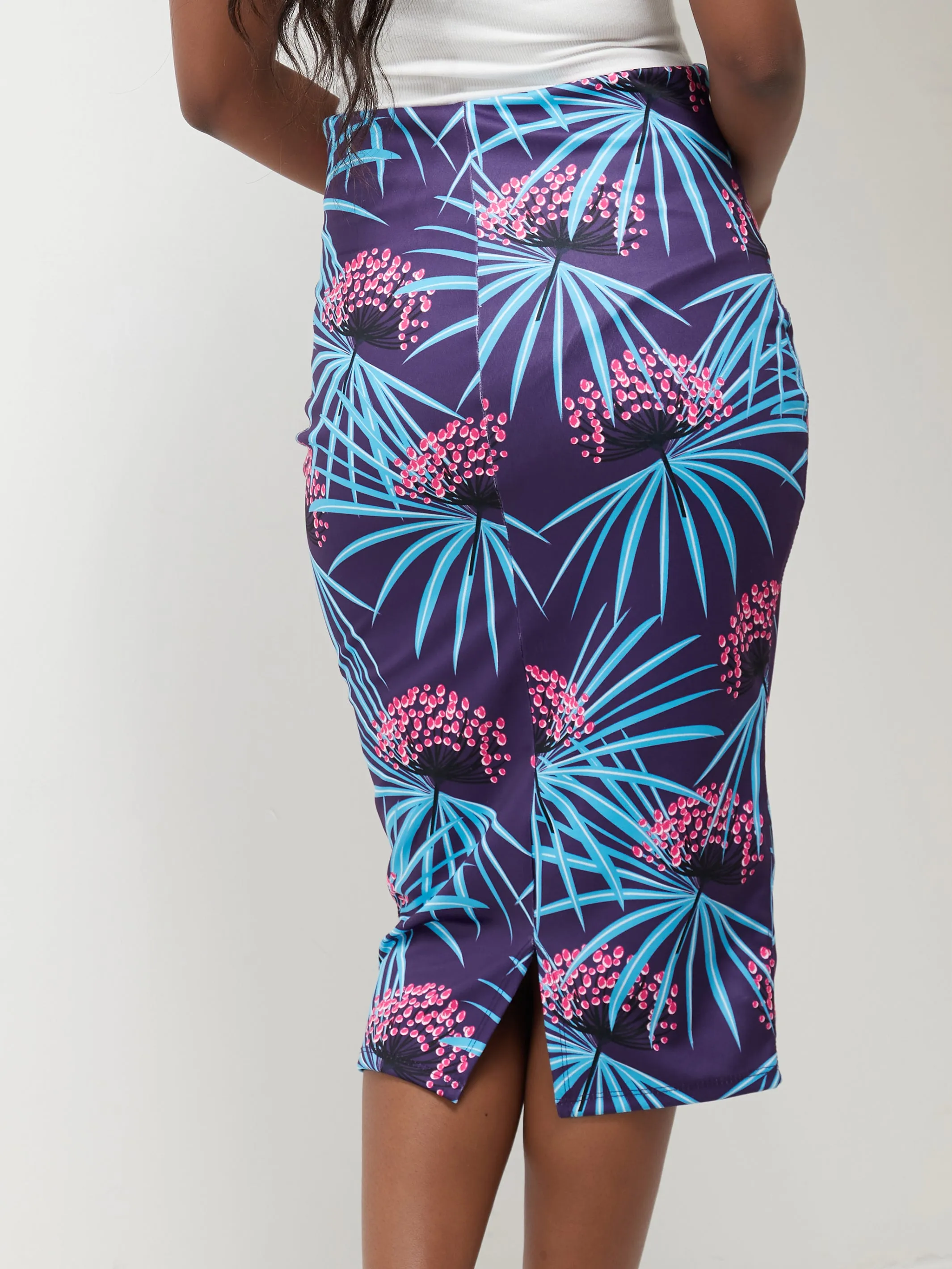 Vivo Tuni Midi Pencil Skirt - Purple Print