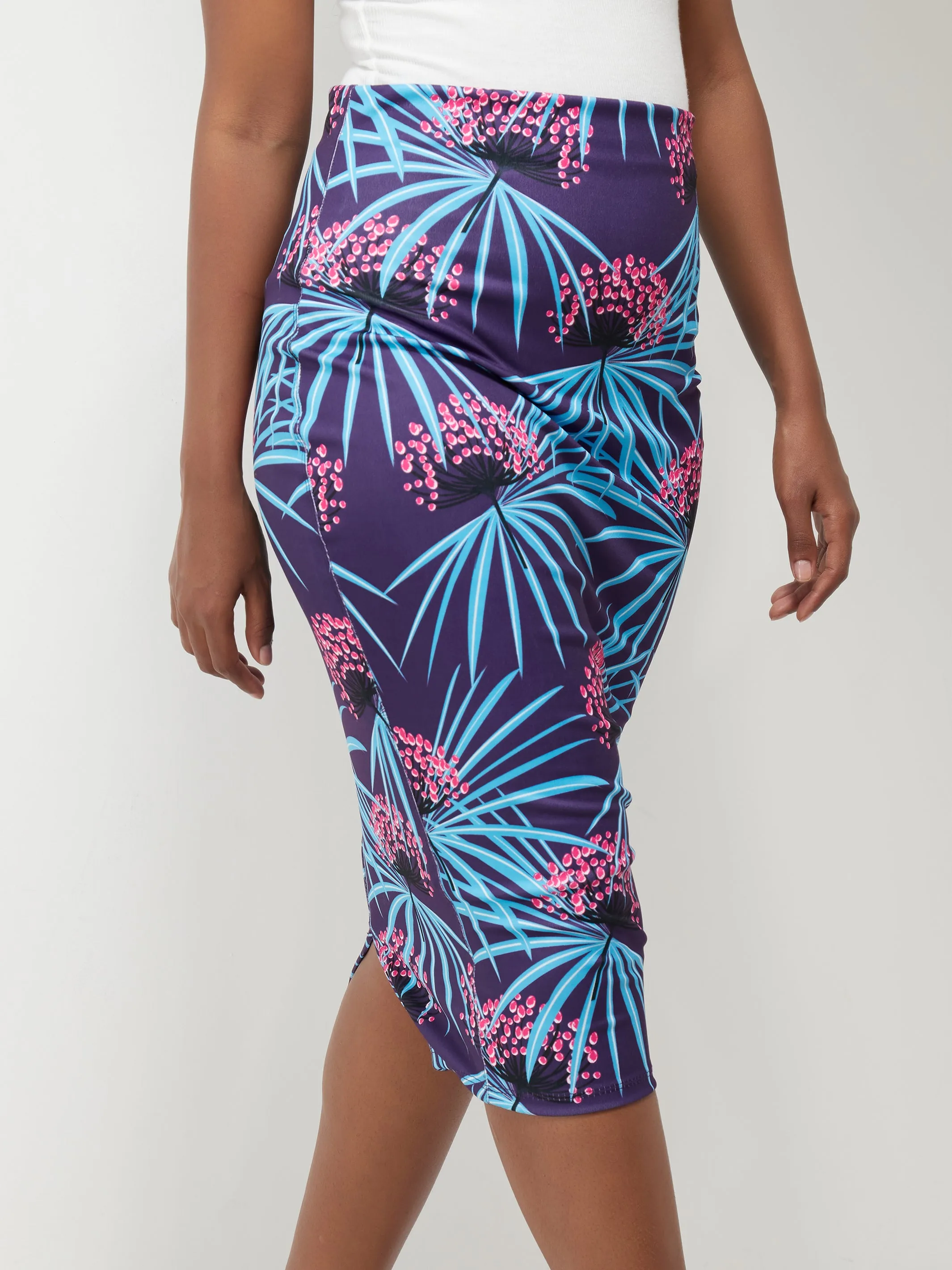 Vivo Tuni Midi Pencil Skirt - Purple Print