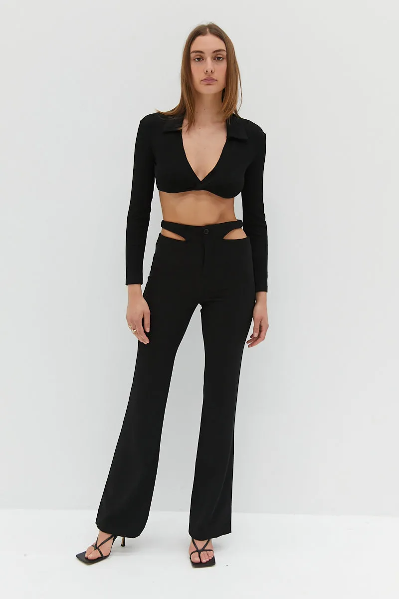 Waist Slit Pants - Black