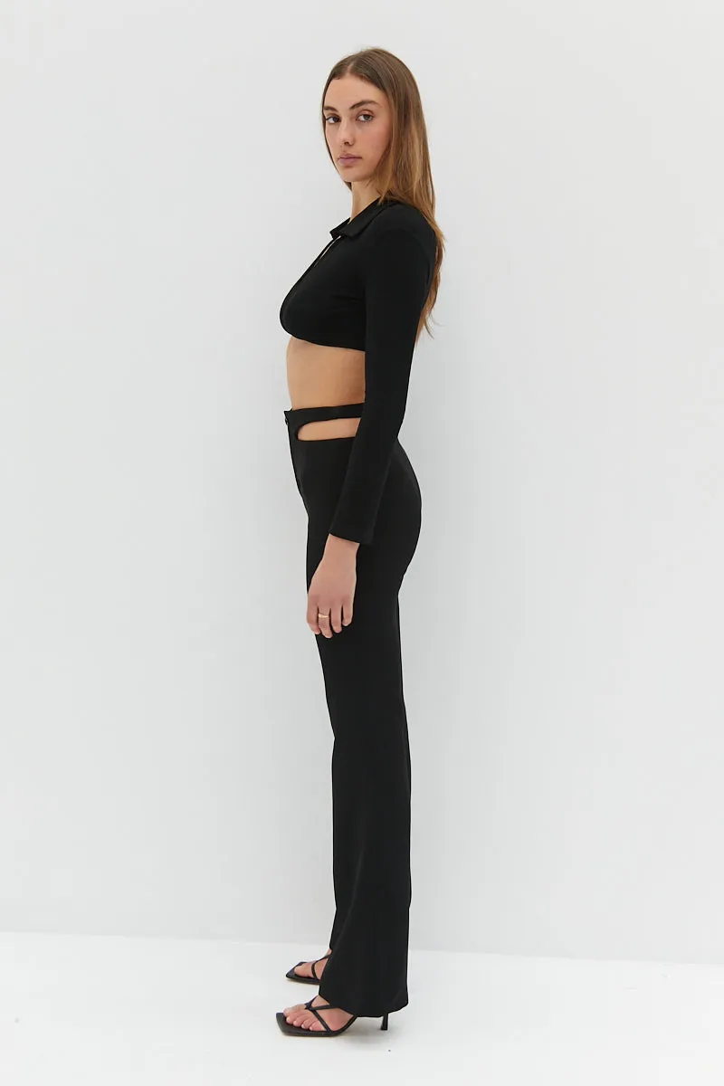 Waist Slit Pants - Black