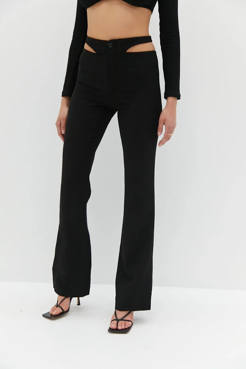 Waist Slit Pants - Black