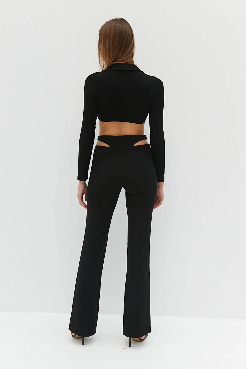 Waist Slit Pants - Black