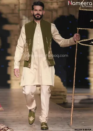 Wedding Waistcoat in Pakistani Mens Sherwani Style #GN34