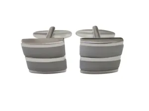 White and Silver Stripped Cufflinks