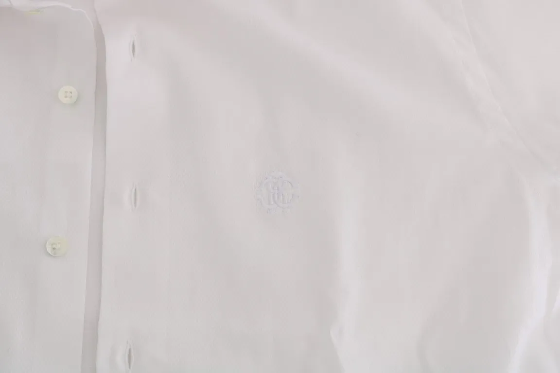 White Cotton Slim Fit Dress Shirt