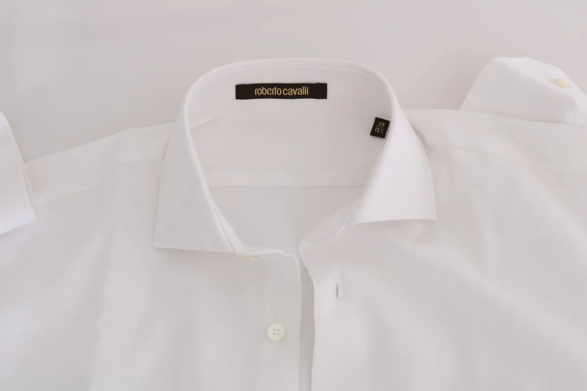 White Cotton Slim Fit Dress Shirt