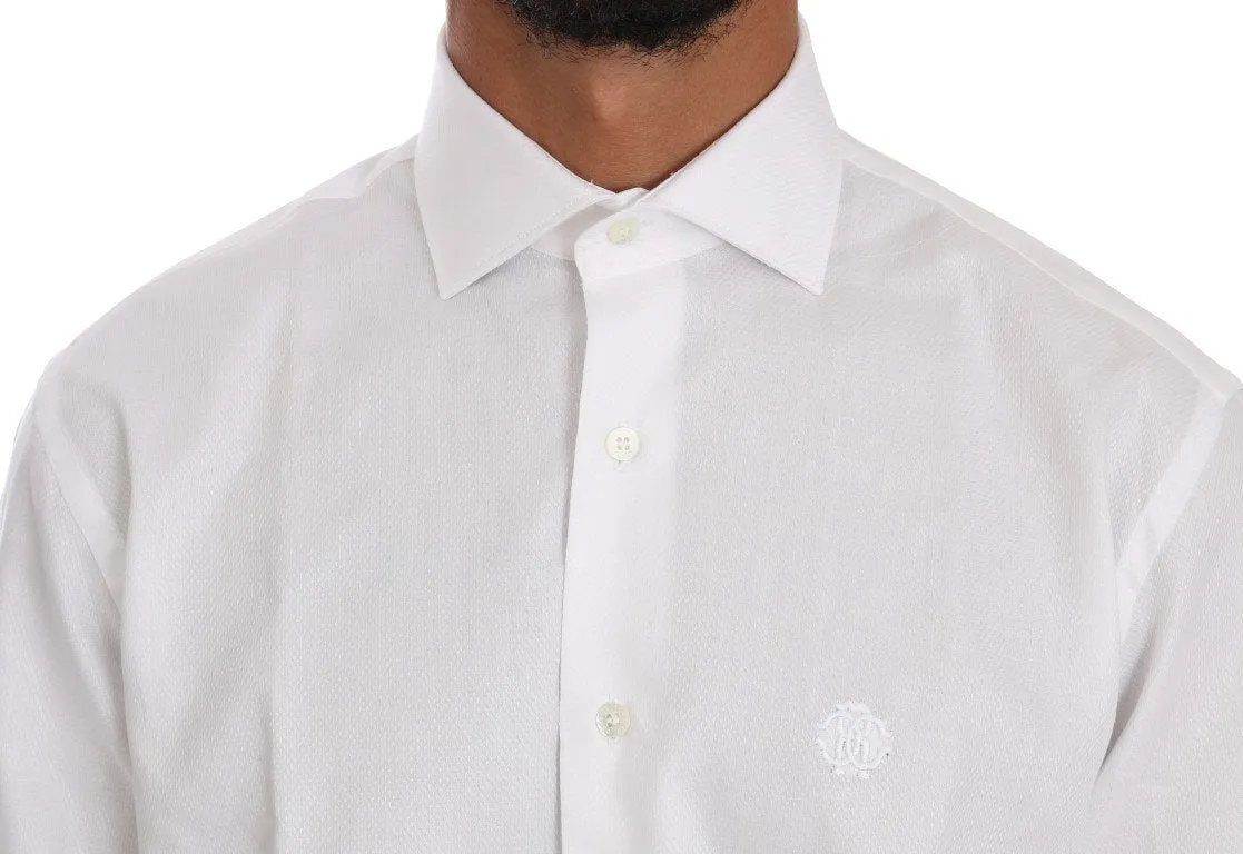 White Cotton Slim Fit Dress Shirt
