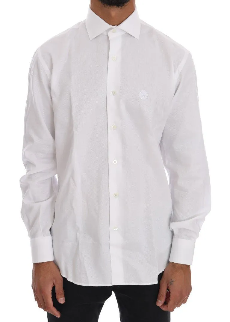 White Cotton Slim Fit Dress Shirt