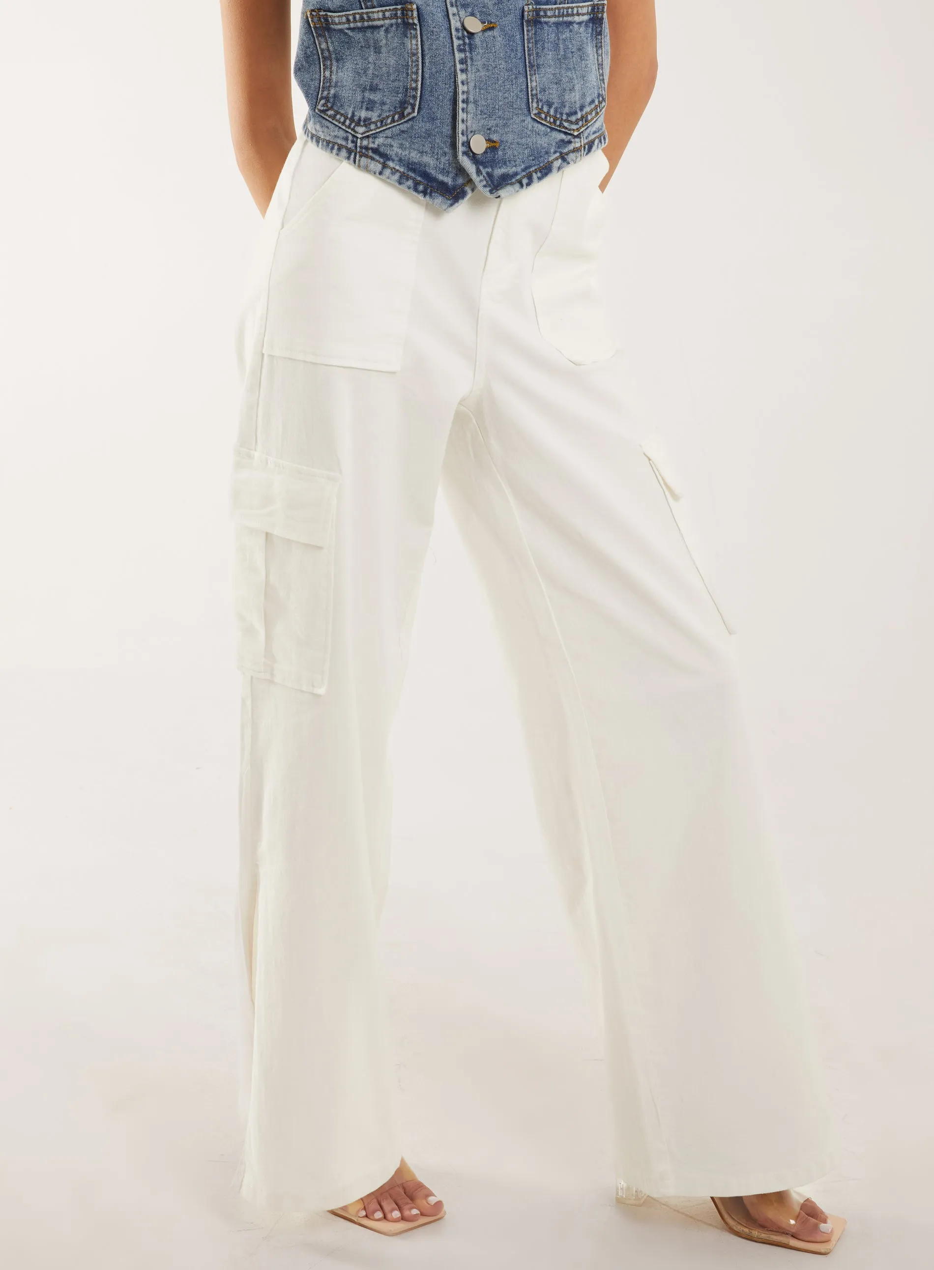 Wide Straight Leg With  Pocket Cargo Trousers