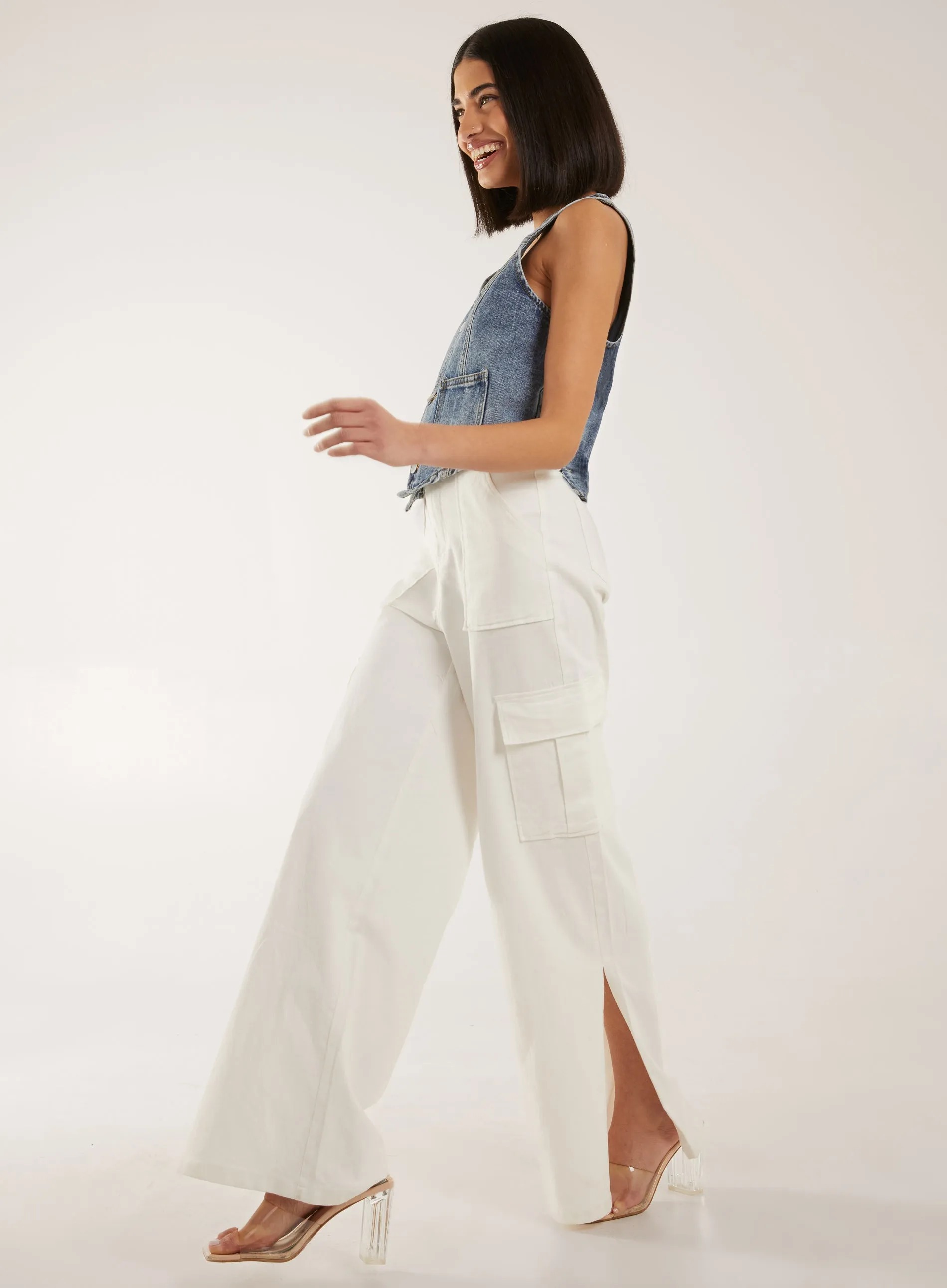 Wide Straight Leg With  Pocket Cargo Trousers