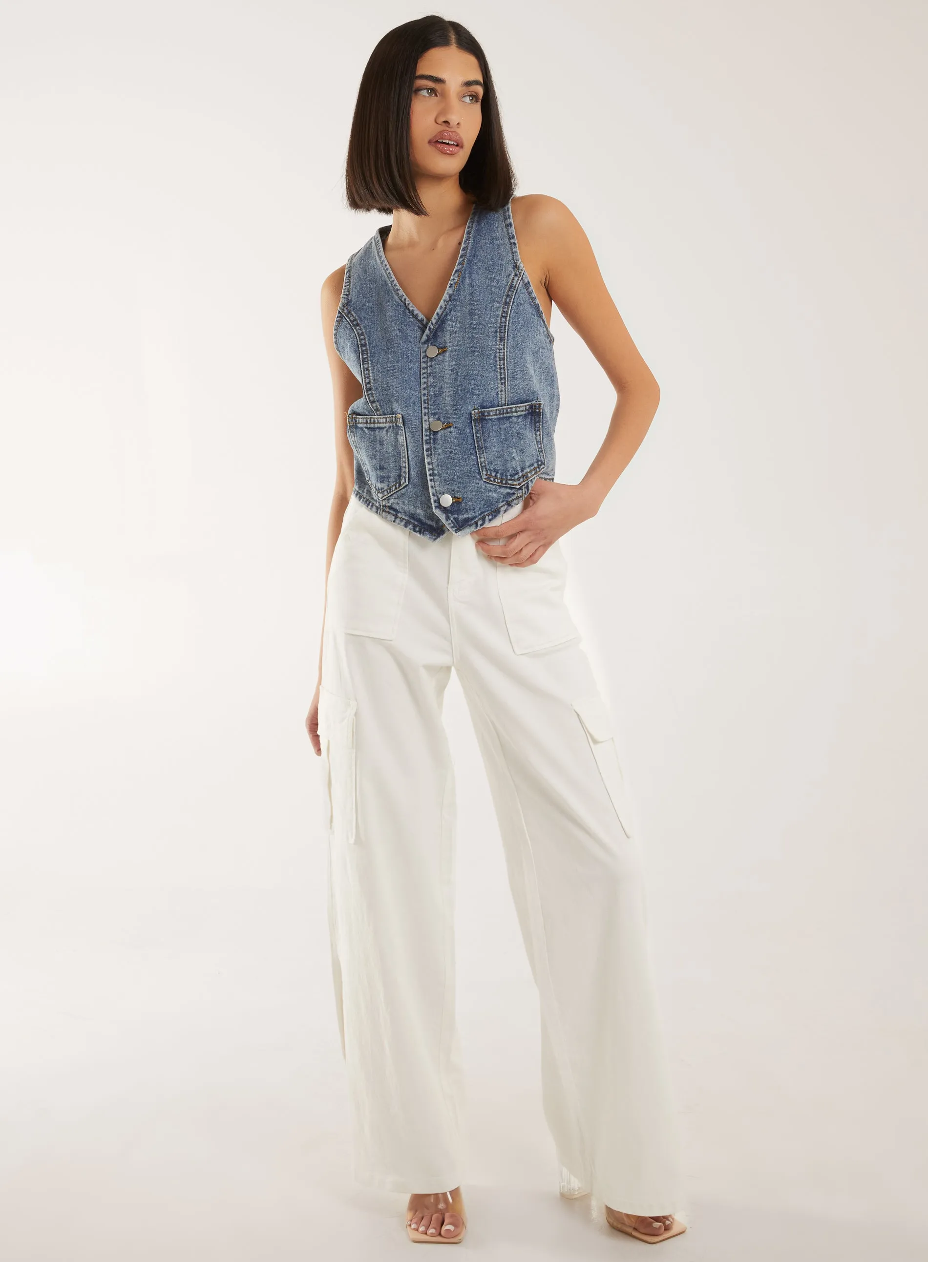 Wide Straight Leg With  Pocket Cargo Trousers