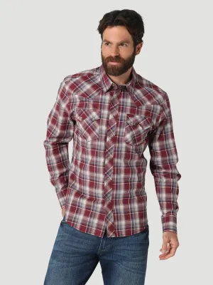 Wrangler Men's Retro Sawtooth Western Snap Shirt Bourgogne