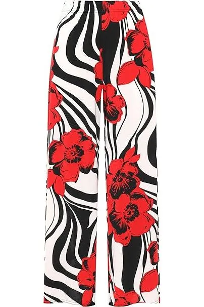 Zebra Floral Print Palazzo Trouser