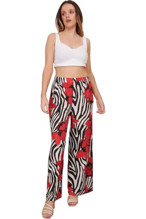 Zebra Floral Print Palazzo Trouser
