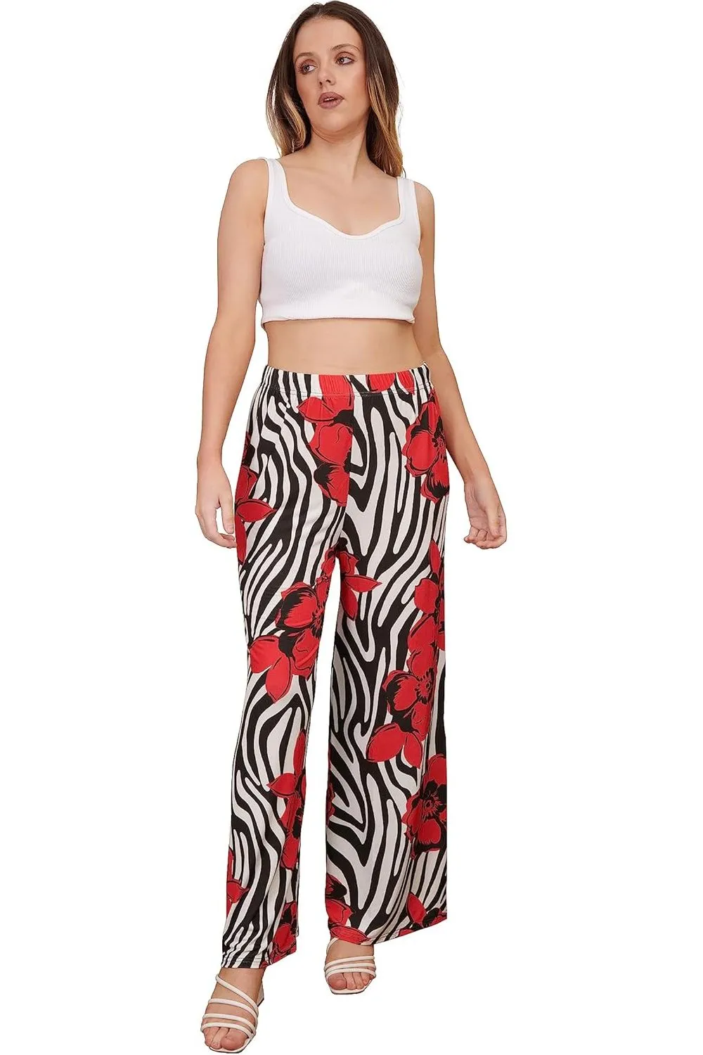 Zebra Floral Print Palazzo Trouser