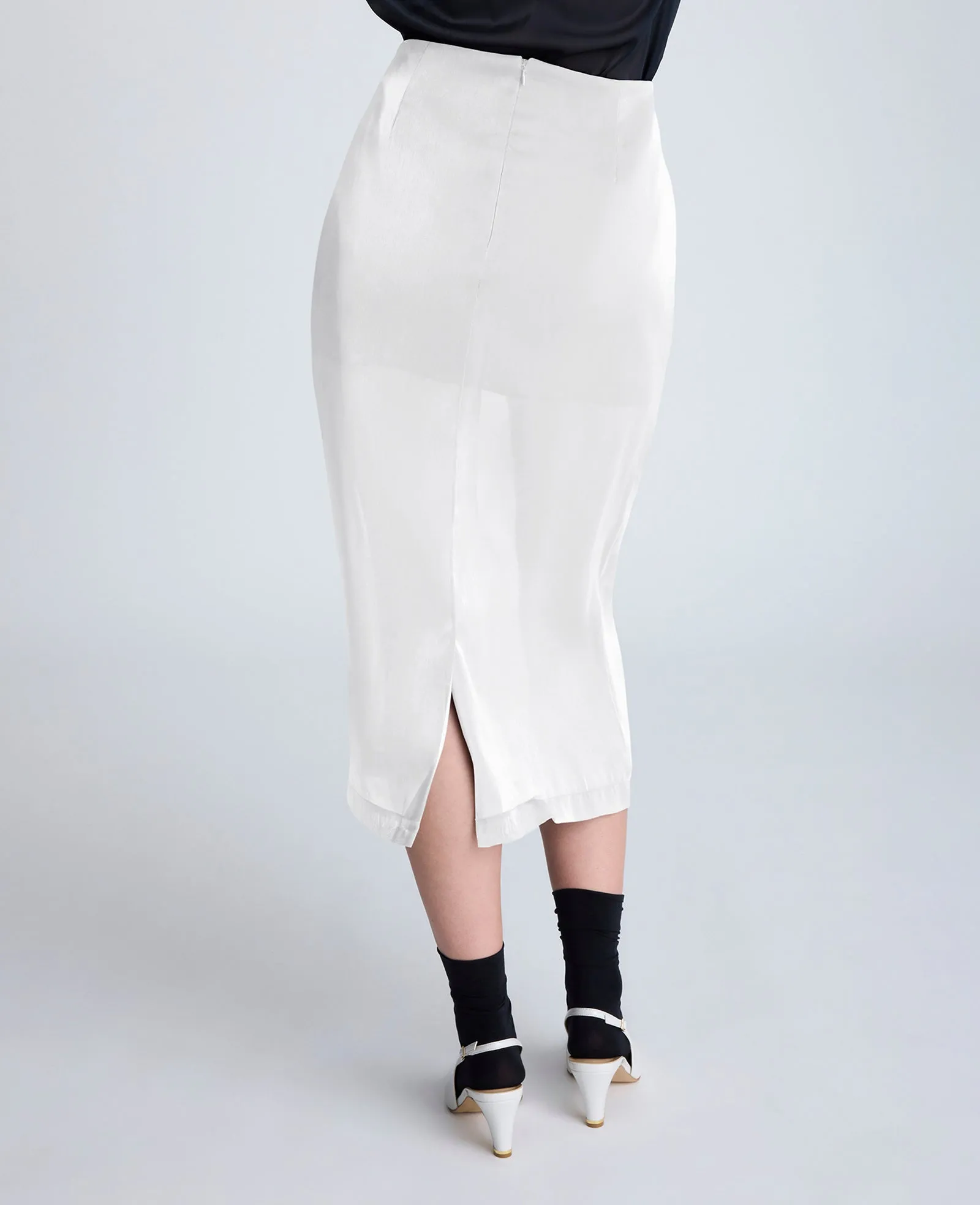 Zip Sheer Pencil Skirt