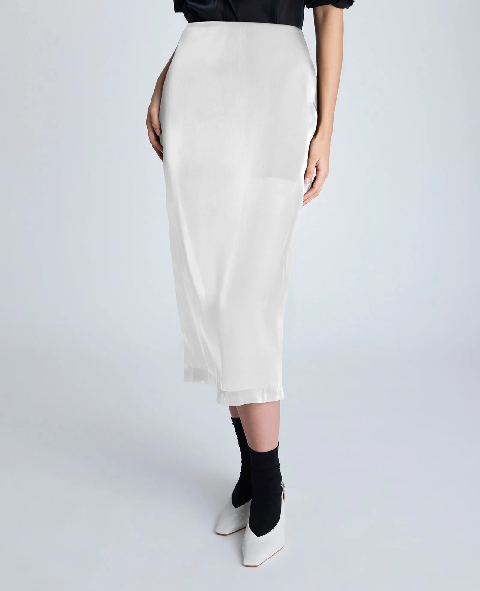 Zip Sheer Pencil Skirt