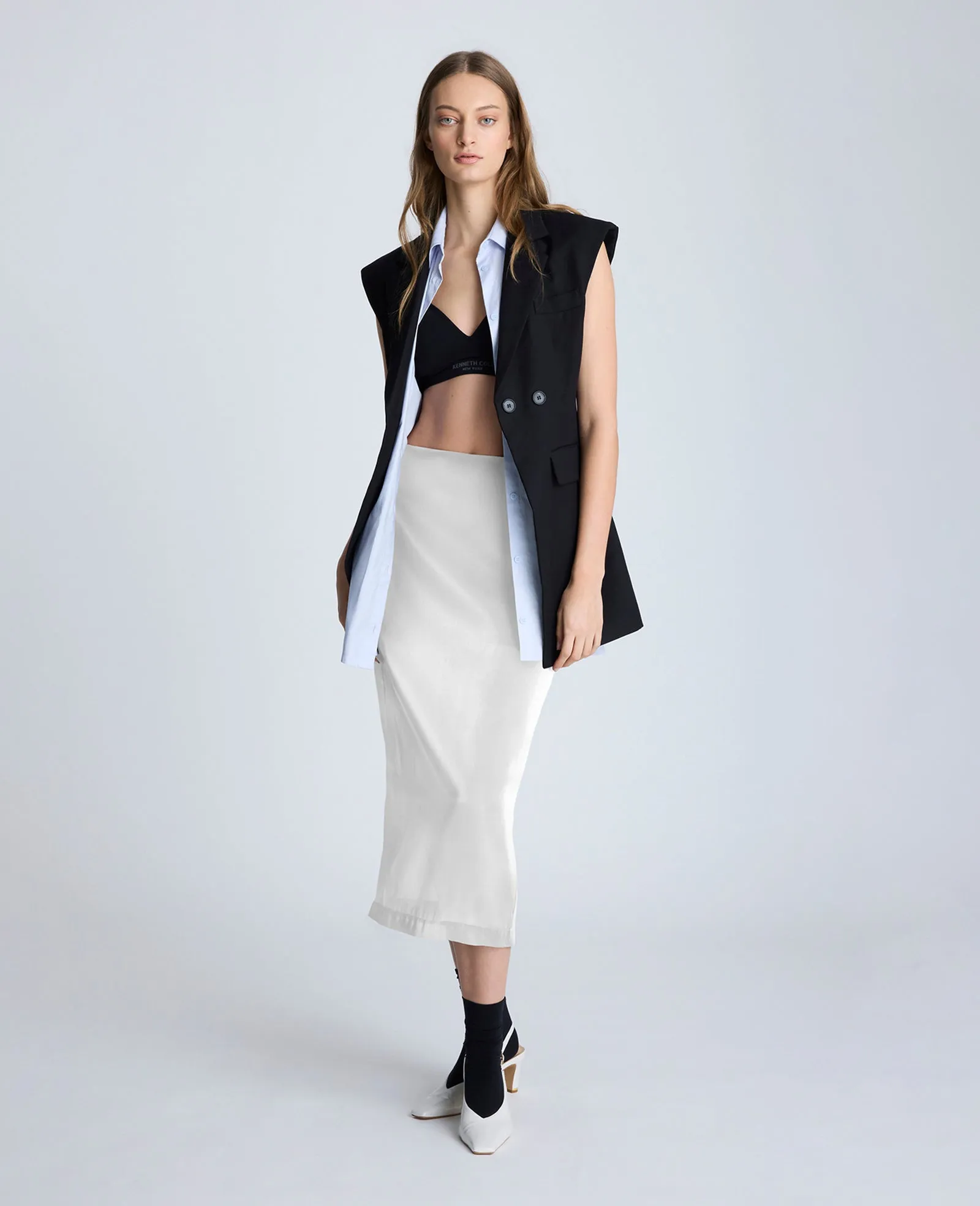 Zip Sheer Pencil Skirt