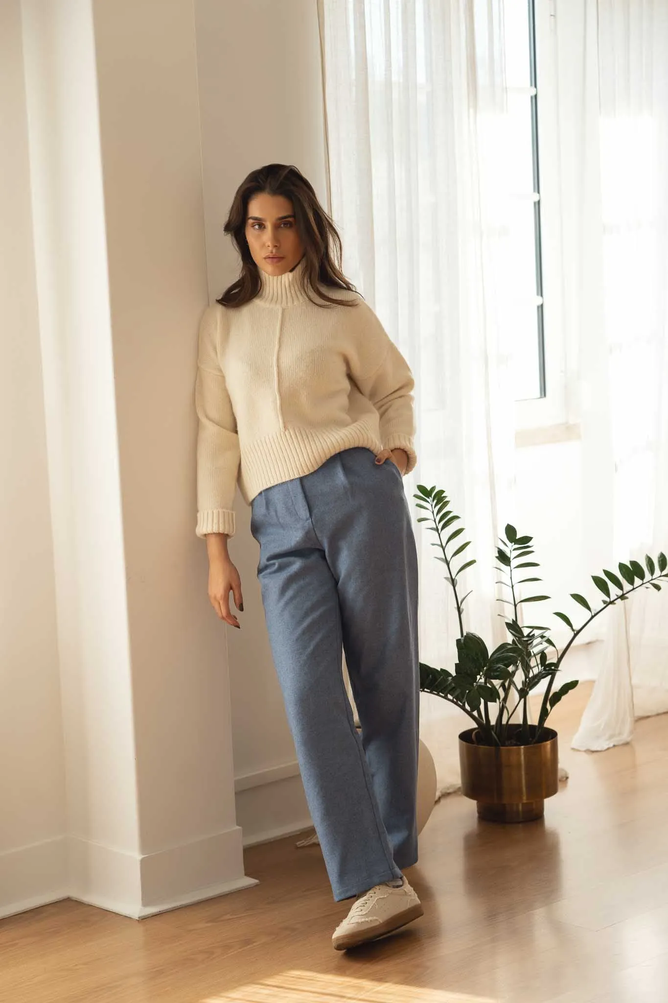 Zoe Blue Wool Trousers