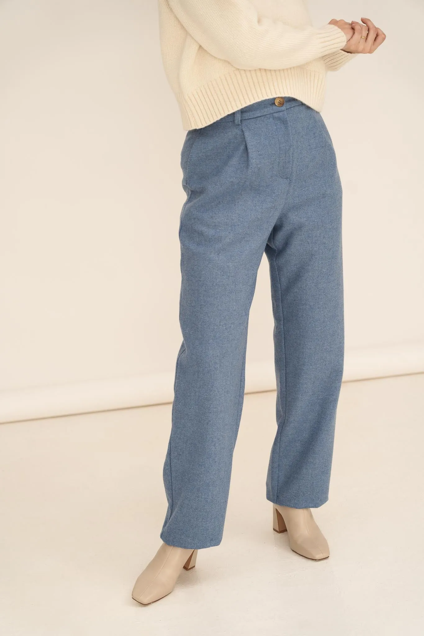 Zoe Blue Wool Trousers